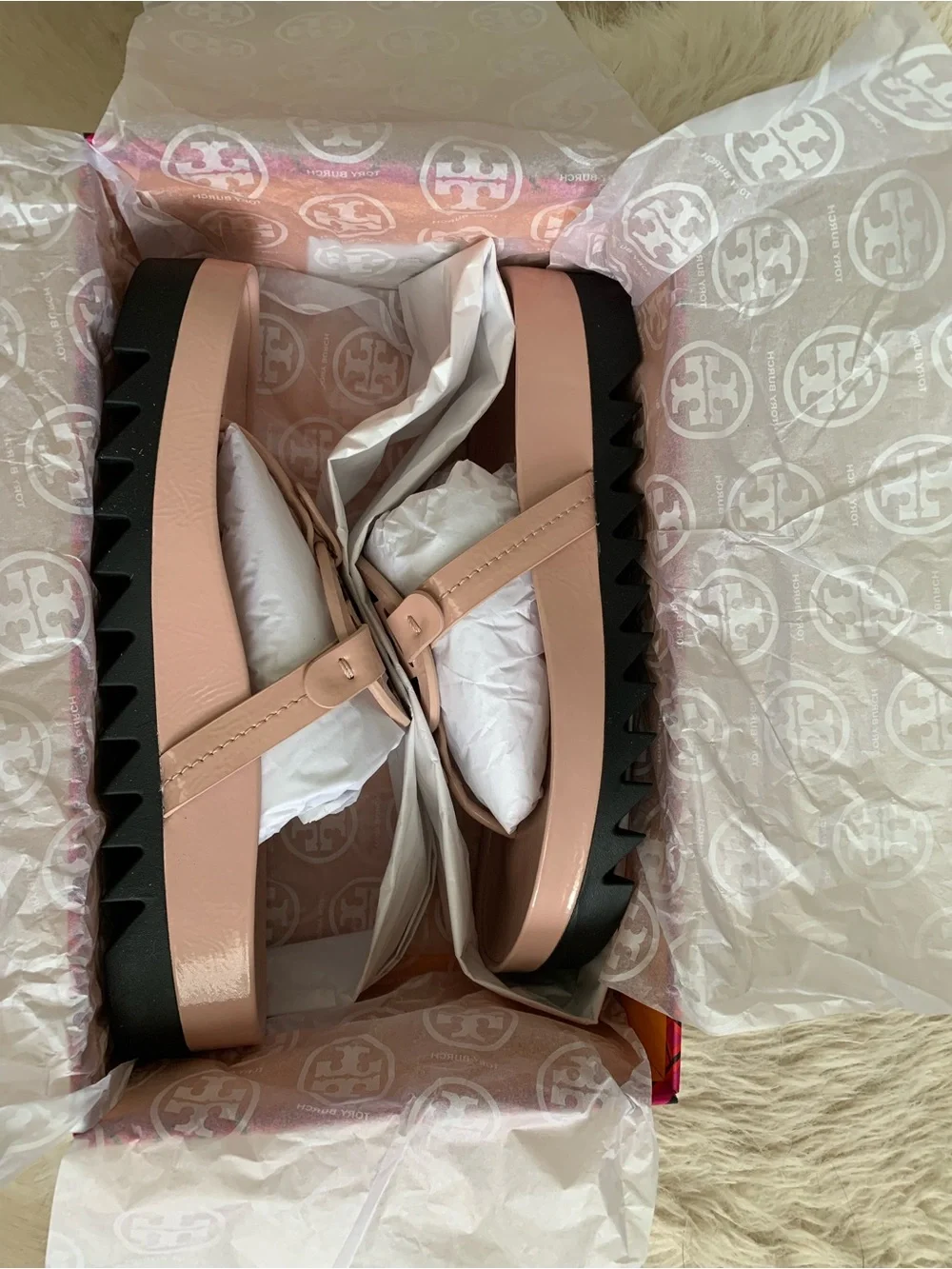 Tory Burch Blush Pink Miller Cloud Lug Sandals